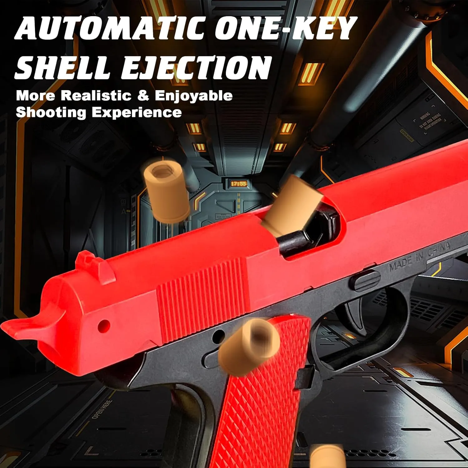 Shell Ejecting Toy Gun Semi Automatic Toy Pistol with 120 Bullets, Soft Bullet Toy Gun for Boys, Outdoor Shooting Game Educational Model Toy Model, Gift for Kids Age 8  (Red)