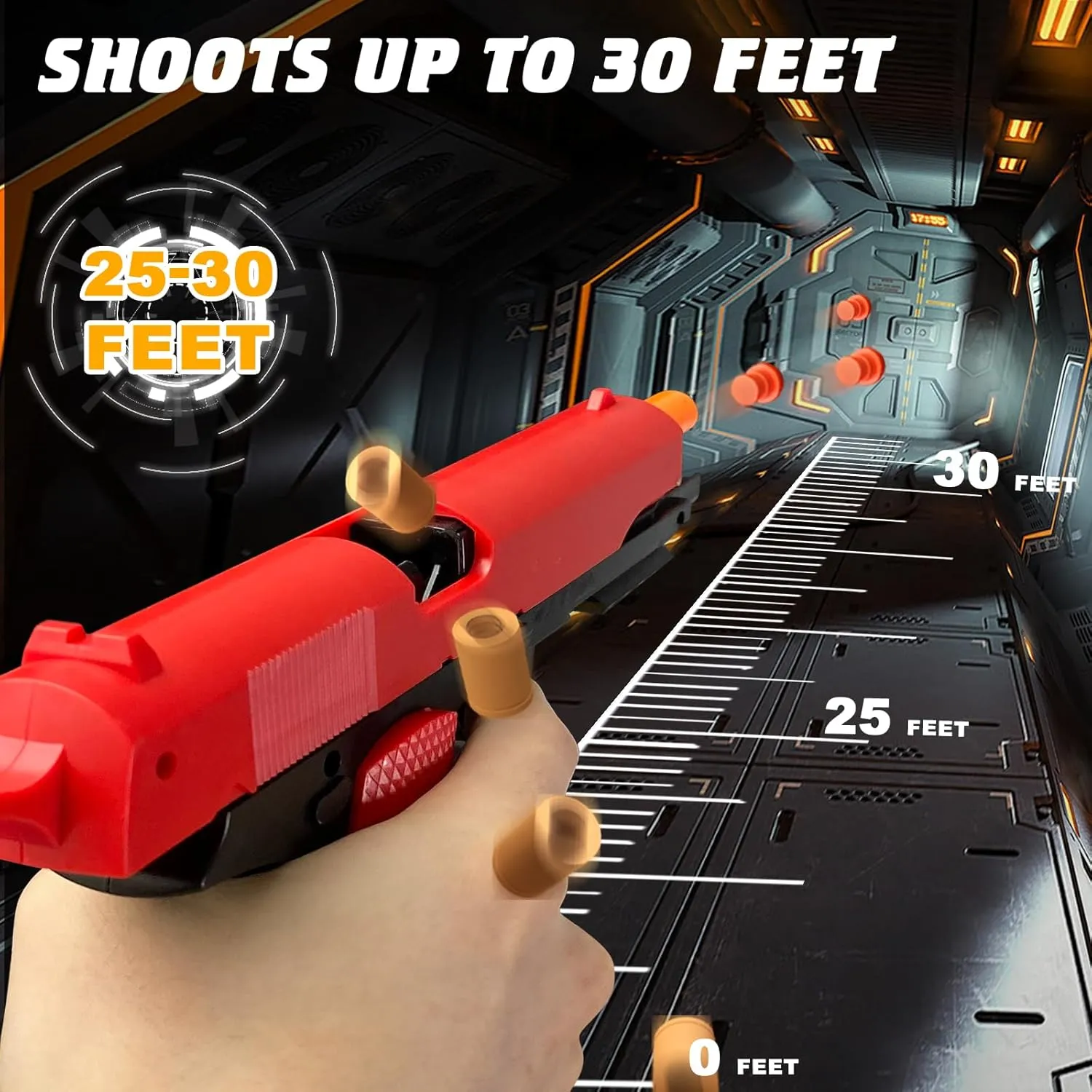 Shell Ejecting Toy Gun Semi Automatic Toy Pistol with 120 Bullets, Soft Bullet Toy Gun for Boys, Outdoor Shooting Game Educational Model Toy Model, Gift for Kids Age 8  (Red)