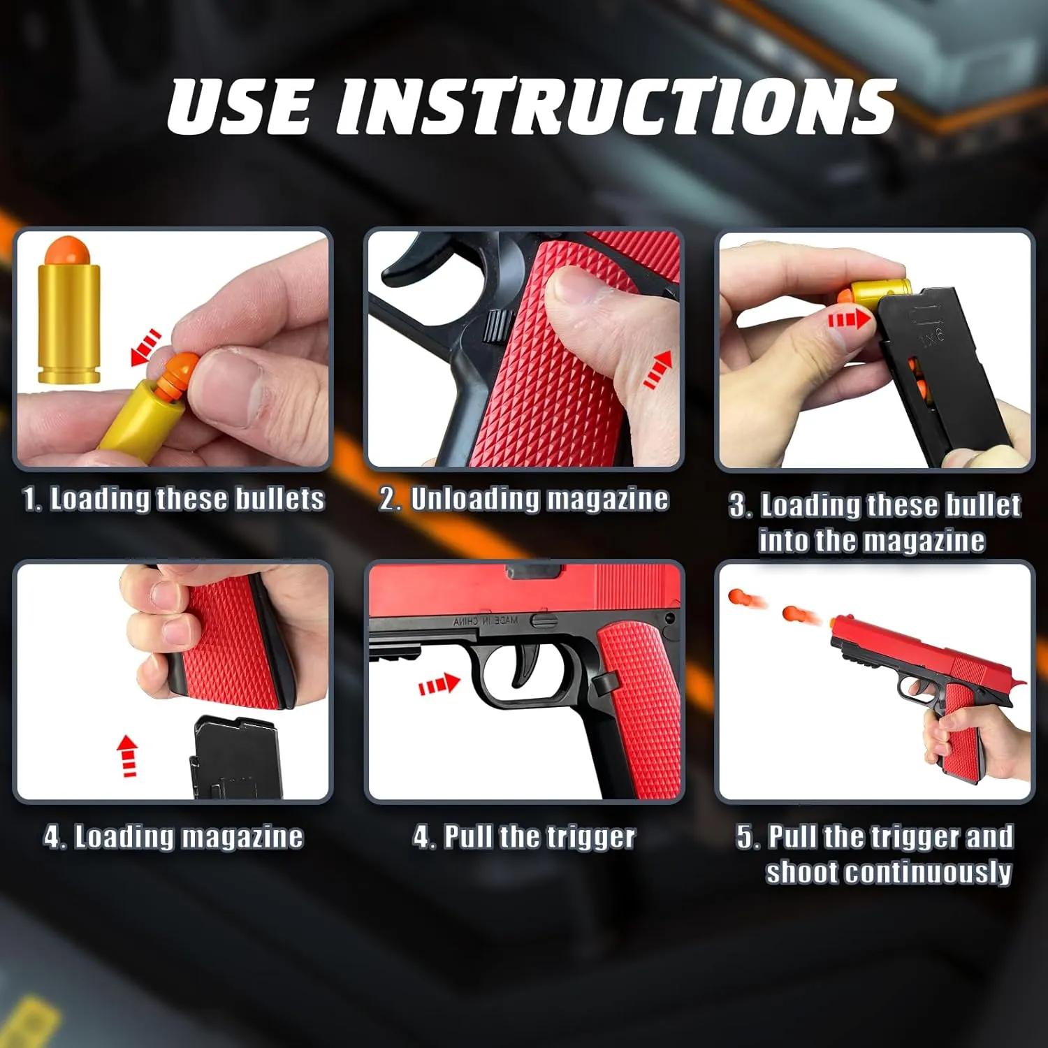Shell Ejecting Toy Gun Semi Automatic Toy Pistol with 120 Bullets, Soft Bullet Toy Gun for Boys, Outdoor Shooting Game Educational Model Toy Model, Gift for Kids Age 8  (Red)