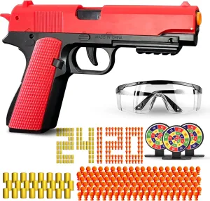 Shell Ejecting Toy Gun Semi Automatic Toy Pistol with 120 Bullets, Soft Bullet Toy Gun for Boys, Outdoor Shooting Game Educational Model Toy Model, Gift for Kids Age 8  (Red)