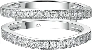 SHELOVES JEWELRY Womens Wedding Band Ring Enhancers Round White AAAAA CZ 925 Sterling Silver Guard Rings Sz 4-13