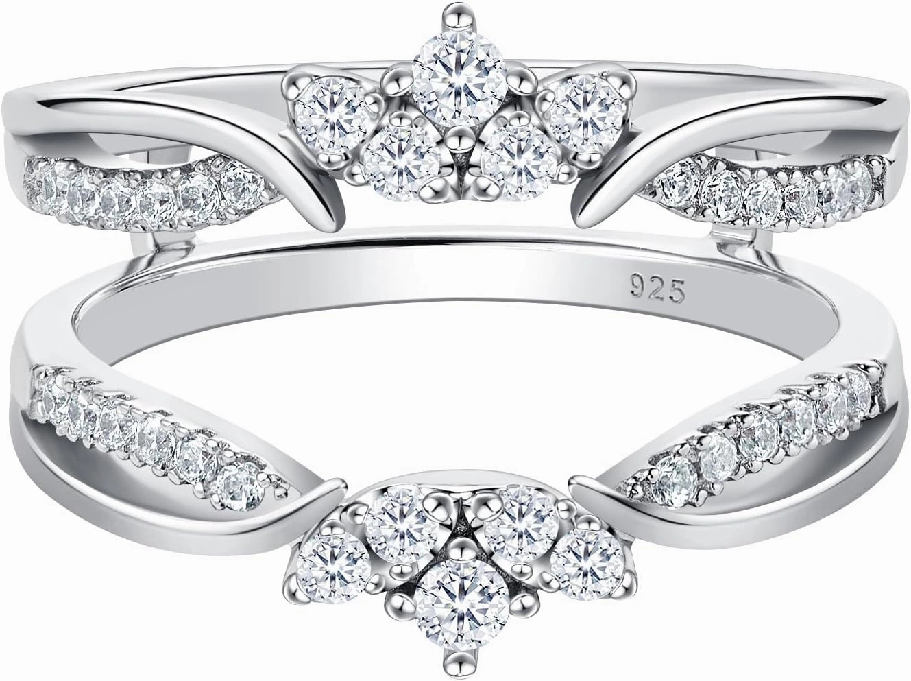 SHELOVES Rose Gold Plated Guard Ring Enhancers for Engagement Rings AAAAA Cz 925 Sterling Silver 5-12