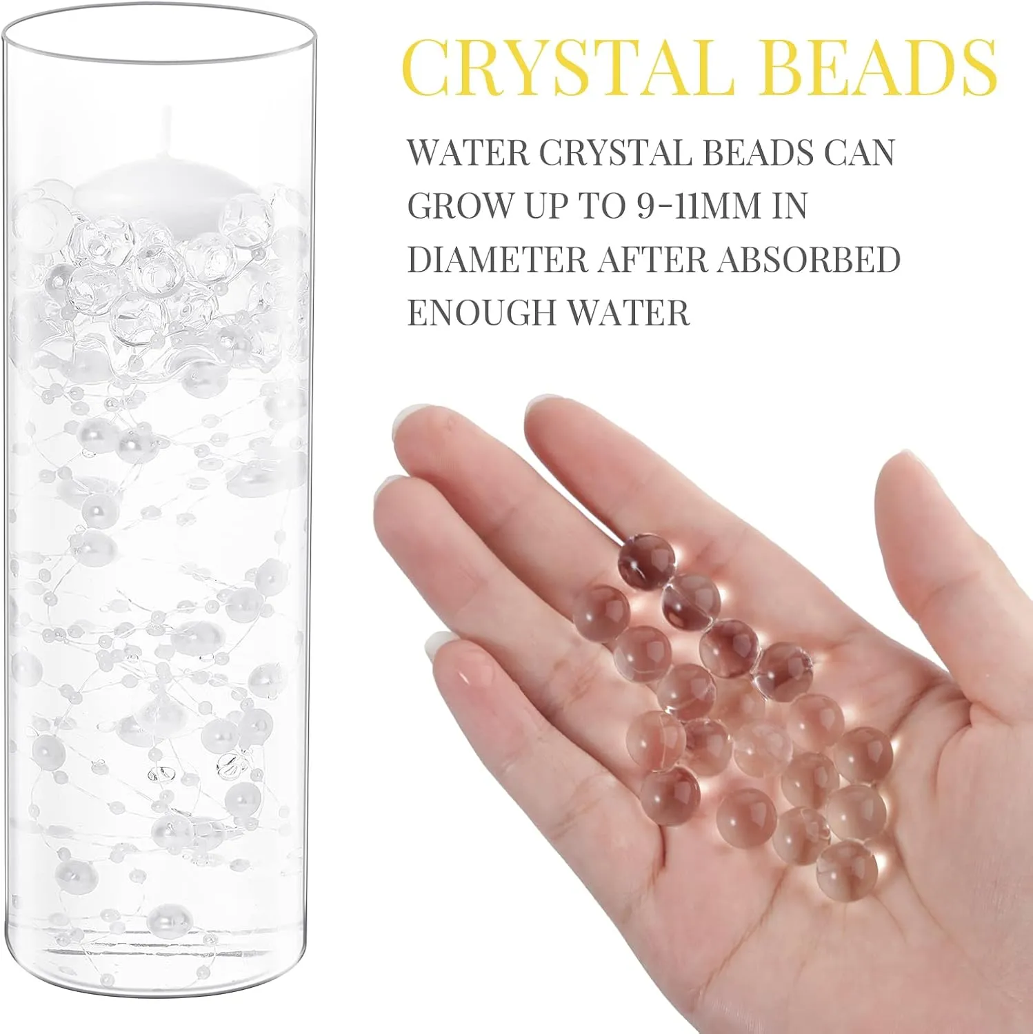 Shihanee 15 Pcs Clear Glass Cylinder Vases Centerpiece Flower Vase Candle Holder for Centerpiece Wedding Party Decor with Candles Faux Pearls String and Beads (White)
