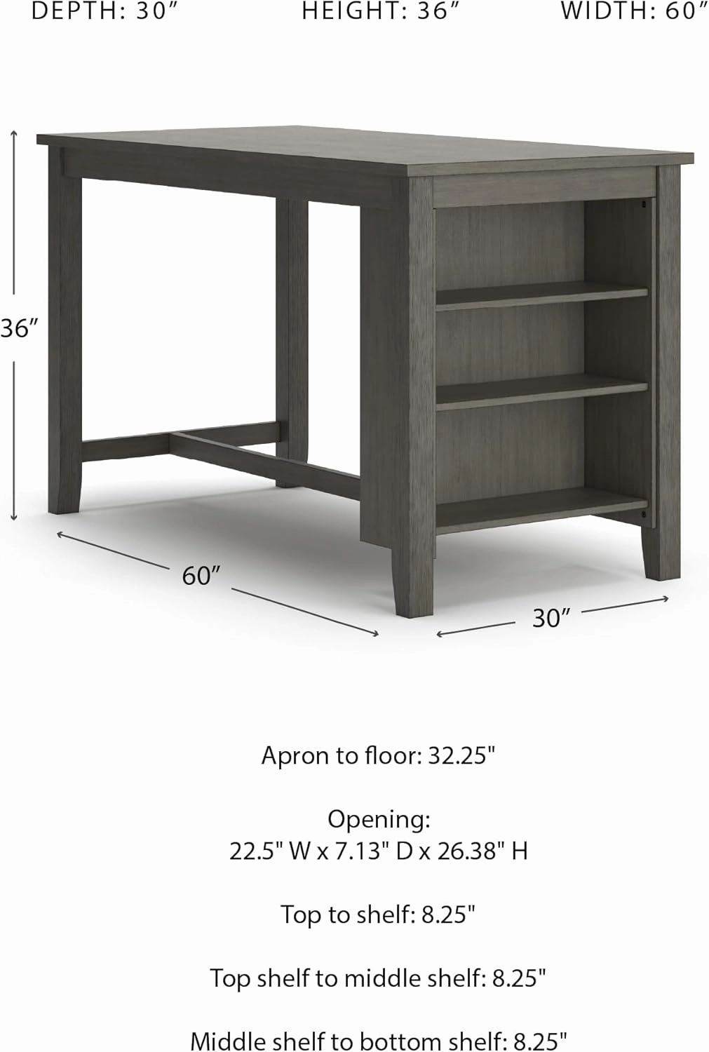 Signature Design by Ashley Caitbrook Rustic Counter Height Dining Table with Storage, Dark Gray