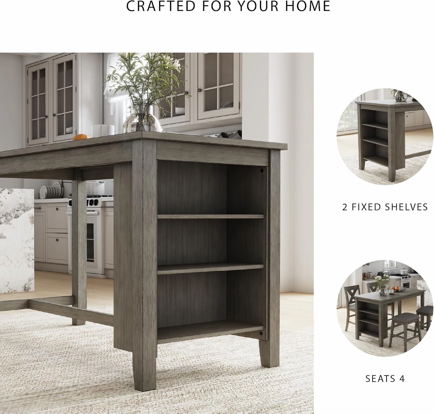 Signature Design by Ashley Caitbrook Rustic Counter Height Dining Table with Storage, Dark Gray