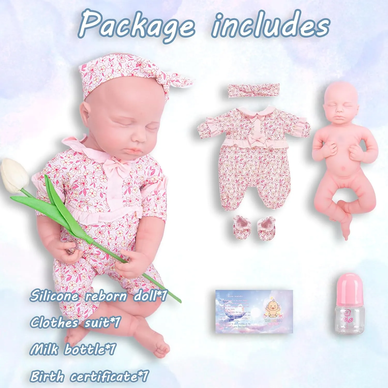 Silicone Reborn Baby Doll Full Silicone Baby Doll Realistic 1:1 Reduction Lifelike Reborn Baby Dolls Silicone Full Body Feeding Toy Gift for Kids