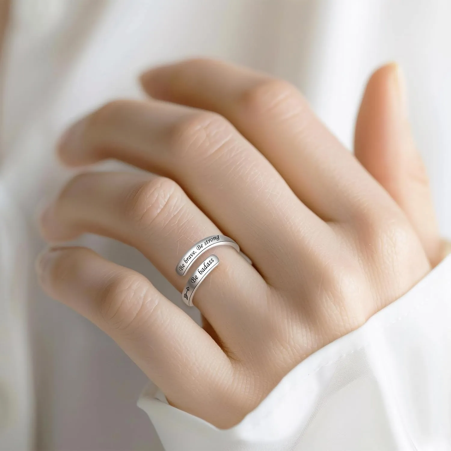 Silver Adjustable Ring Inspirational Jewelry S925 Sterling Wrap Open Ring for Women