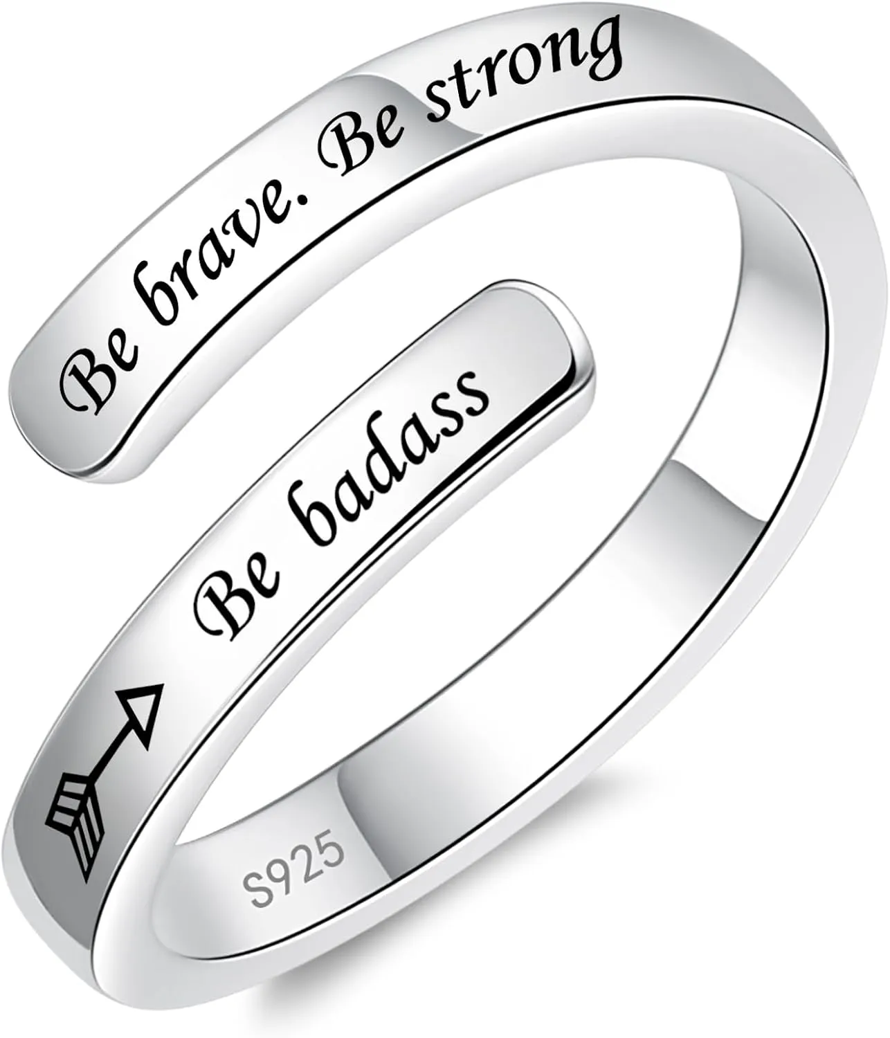Silver Adjustable Ring Inspirational Jewelry S925 Sterling Wrap Open Ring for Women