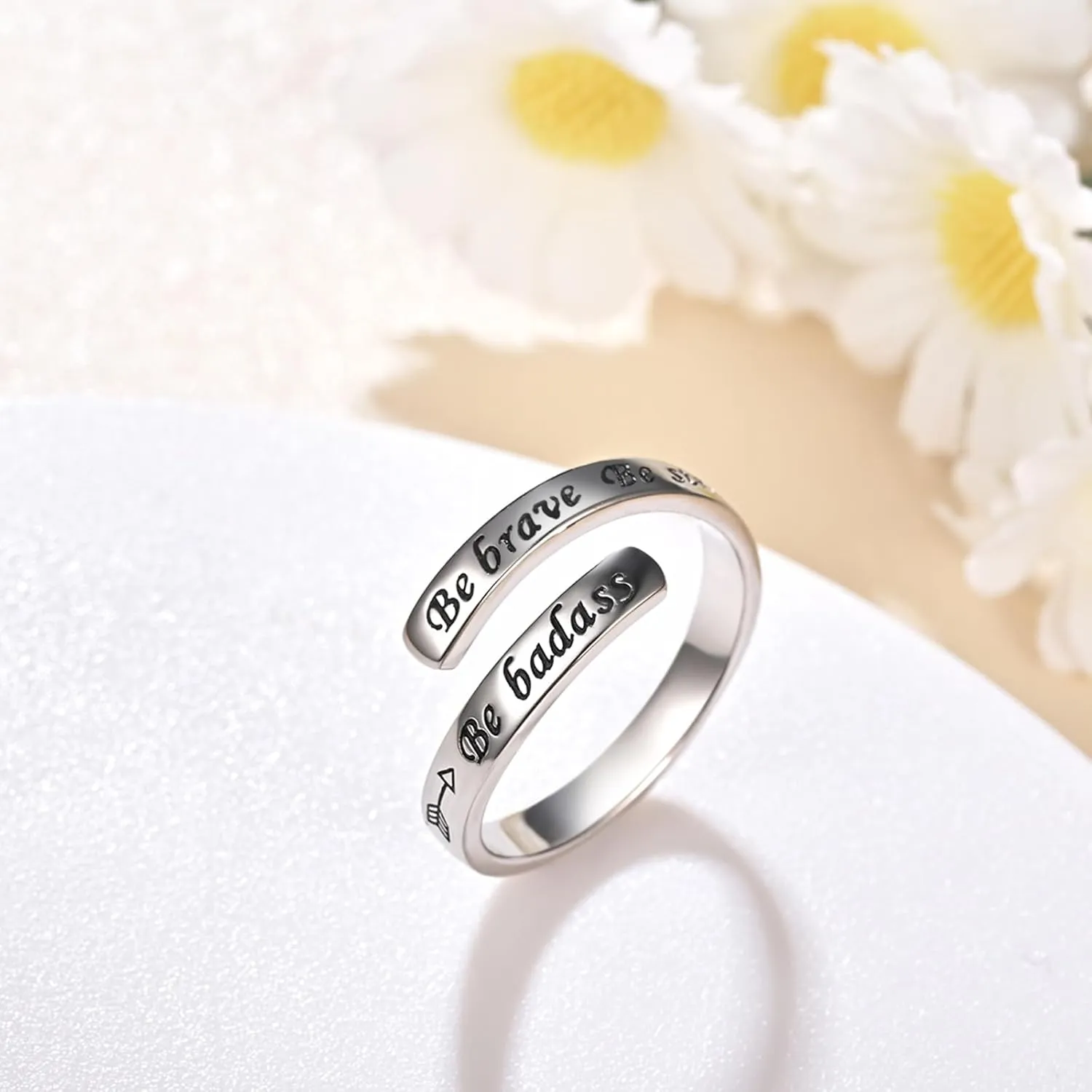 Silver Adjustable Ring Inspirational Jewelry S925 Sterling Wrap Open Ring for Women