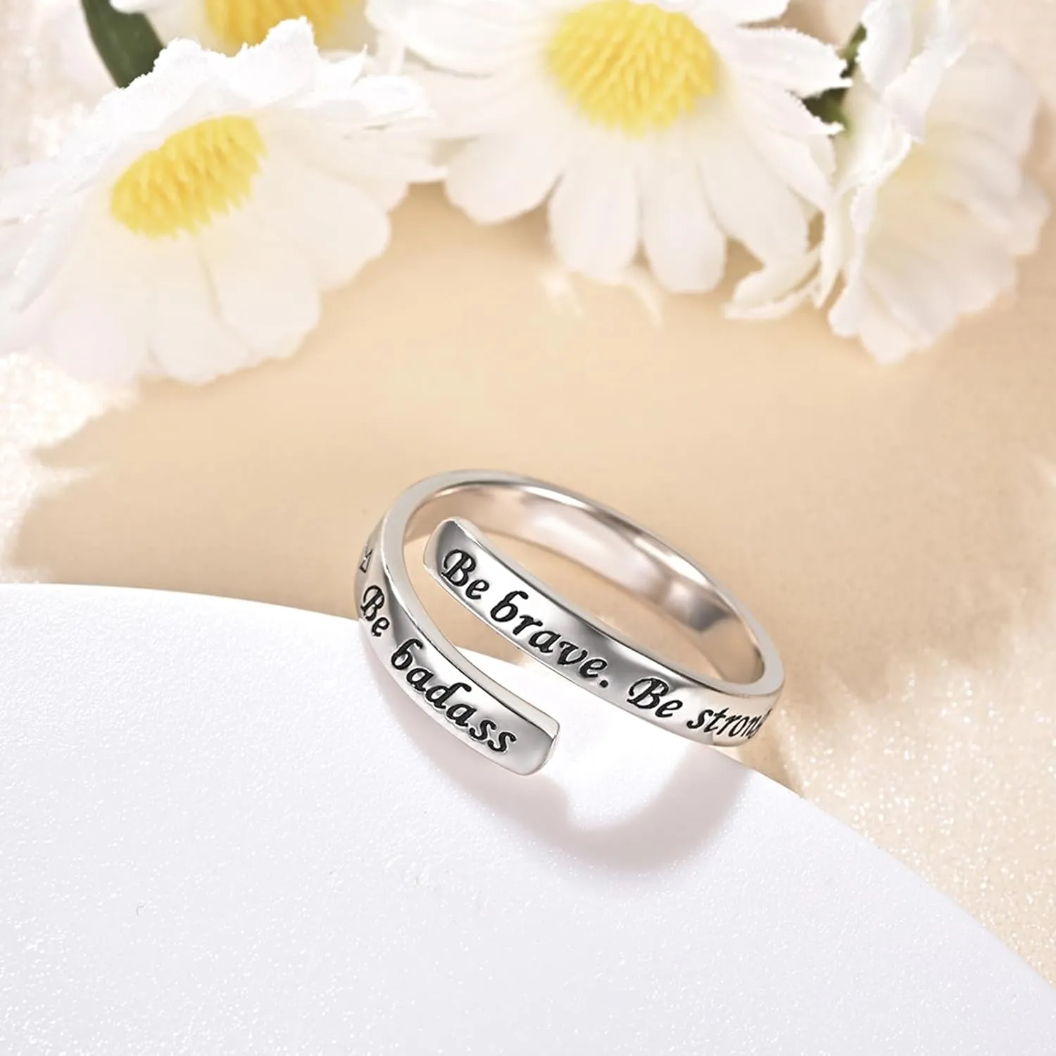 Silver Adjustable Ring Inspirational Jewelry S925 Sterling Wrap Open Ring for Women