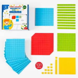 Simply magic 131 PCS Jumbo Magnetic Base Ten Blocks for Math, Place Value Blocks, Magnetic Base 10 Blocks Set for Teachers, Math Blocks for Counting, Counting Blocks, Magnetic Math Manipulatives K-3
