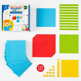 Simply magic 131 PCS Jumbo Magnetic Base Ten Blocks for Math, Place Value Blocks, Magnetic Base 10 Blocks Set for Teachers, Math Blocks for Counting, Counting Blocks, Magnetic Math Manipulatives K-3