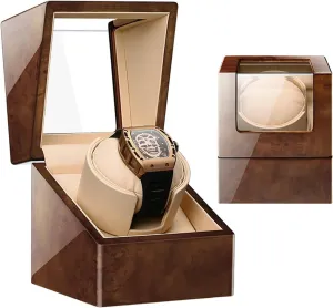 Single Automatic Watch Winder For 1 Watch 12 Rotation Modes Pu Leather Self-Winding Mechanical Watch Box With Quiet Motor For Men And Women Watches,B (B)