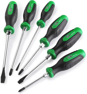 SK 6-Piece Magnetic Screwdriver Set, S2 Steel, 3 Slotted & 3 Phillips Screwdrivers, SureGrip Handle