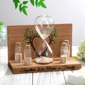 Sliner Unity Sand Ceremony Kit Unity Hour Glass for Wedding Sand Set Wedding with Magnetic Wood Base Hourglass Mini Bottle for Bridal Party(7 Pcs,Fresh)