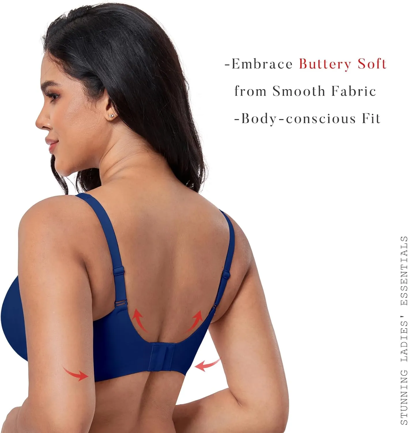 Smooth V Bras for Women No Underwire Seamless Plunge Bralettes T Shirt Sleep Everyday Bra with Bra Extender