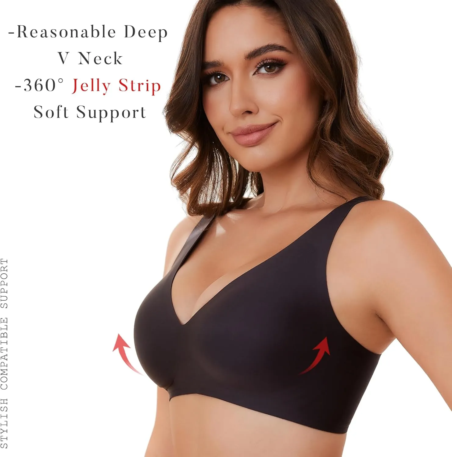 Smooth V Bras for Women No Underwire Seamless Plunge Bralettes T Shirt Sleep Everyday Bra with Bra Extender