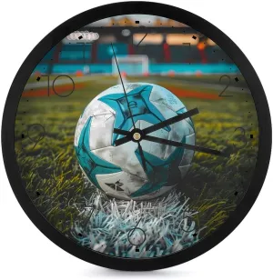 Soccer Ball Wall Clock 10 Inch Silent Non-ticking Battery Operated Decorative Clock for Kitchen Bedroom