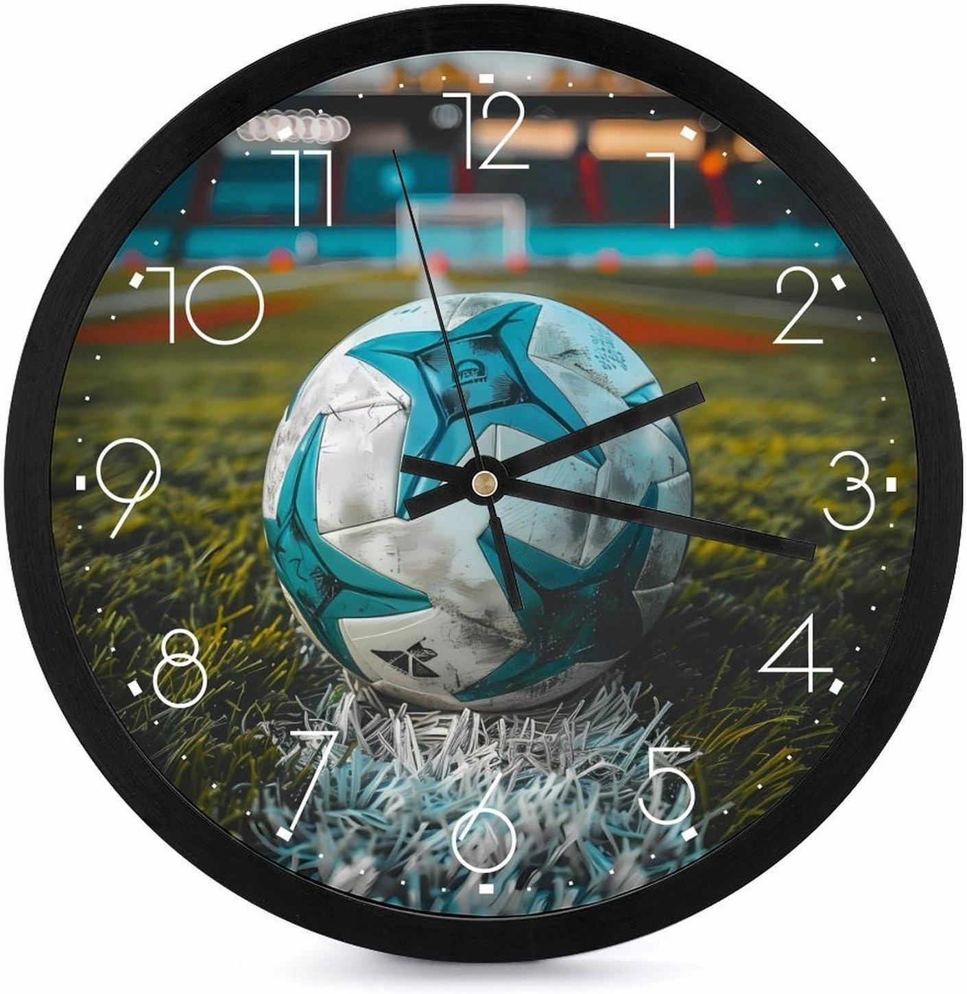 Soccer Ball Wall Clock 10 Inch Silent Non-ticking Battery Operated Decorative Clock for Kitchen Bedroom
