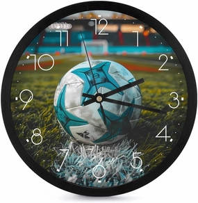 Soccer Ball Wall Clock 10 Inch Silent Non-ticking Battery Operated Decorative Clock for Kitchen Bedroom