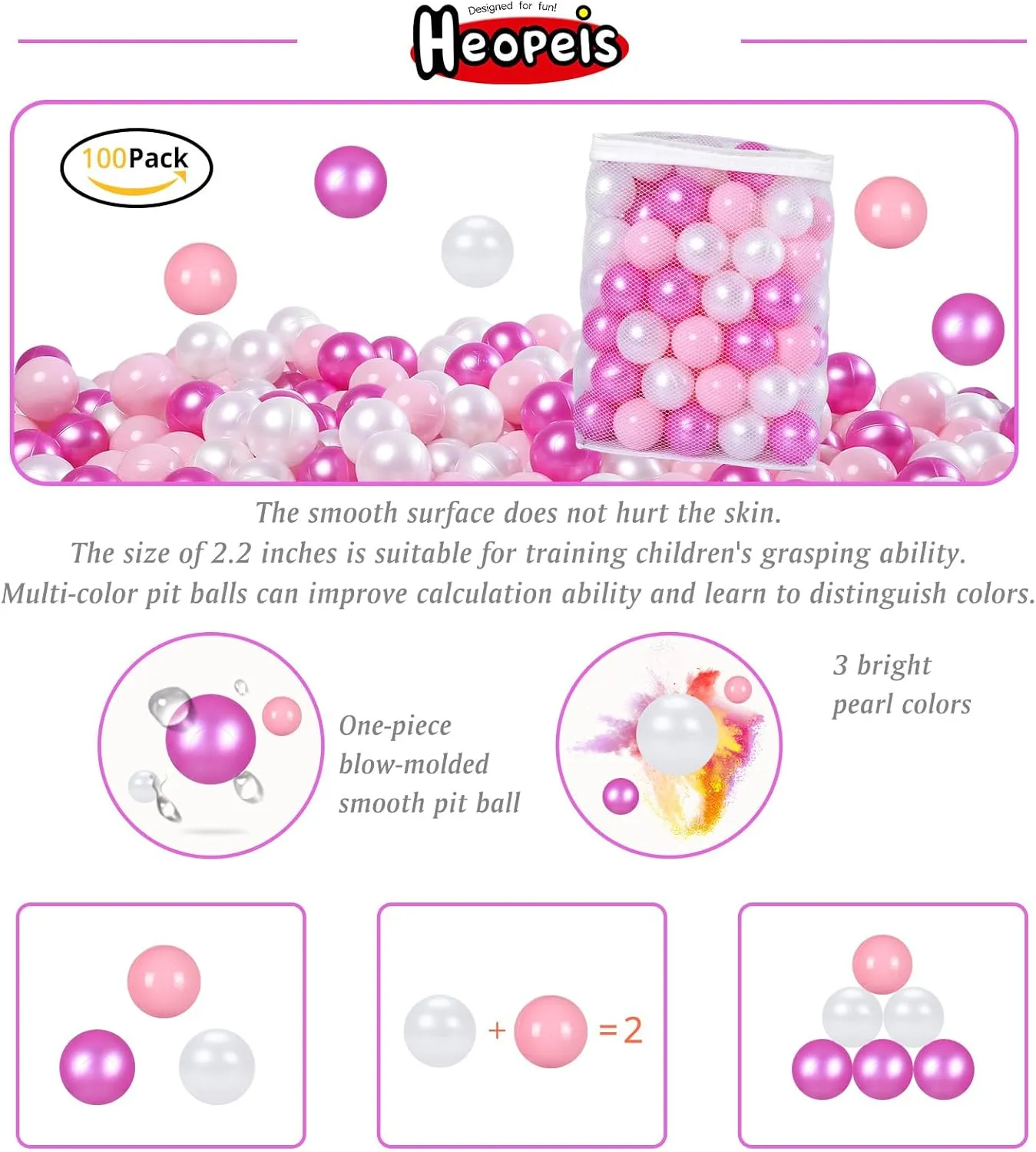Soft Plastic Ball Pit Balls, 100 200 500pcs Plastic Toy Balls for Kids, Crush Proof Stress Balls for Baby Toddler Birthday Party, Ball Pits Play Tent, Baby Pool Water Toys, Party Decoration