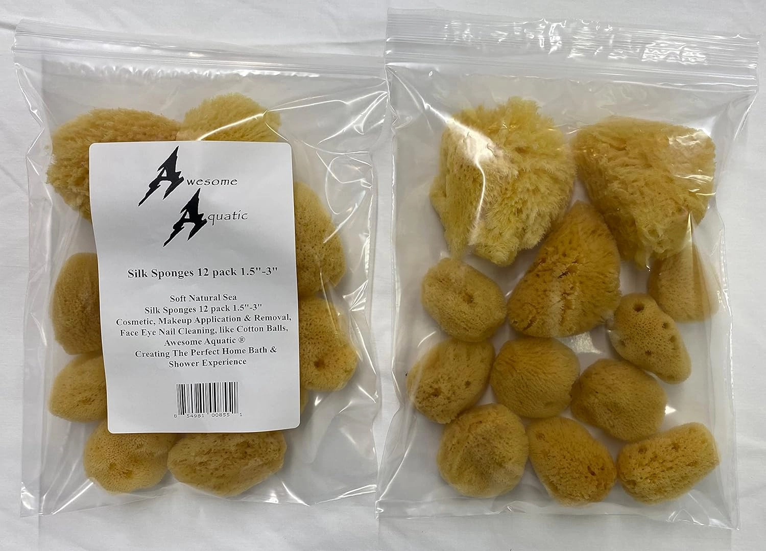 Soft Natural 12 Silk Sponges 1.5"-3" Cosmetic Makeup Application Removal Face Eye Nail Cleaning Like Cotton Balls Awesome Aquatic Creating The Perfect Bath & Shower (12 Pack 1.5"-3" Silk)