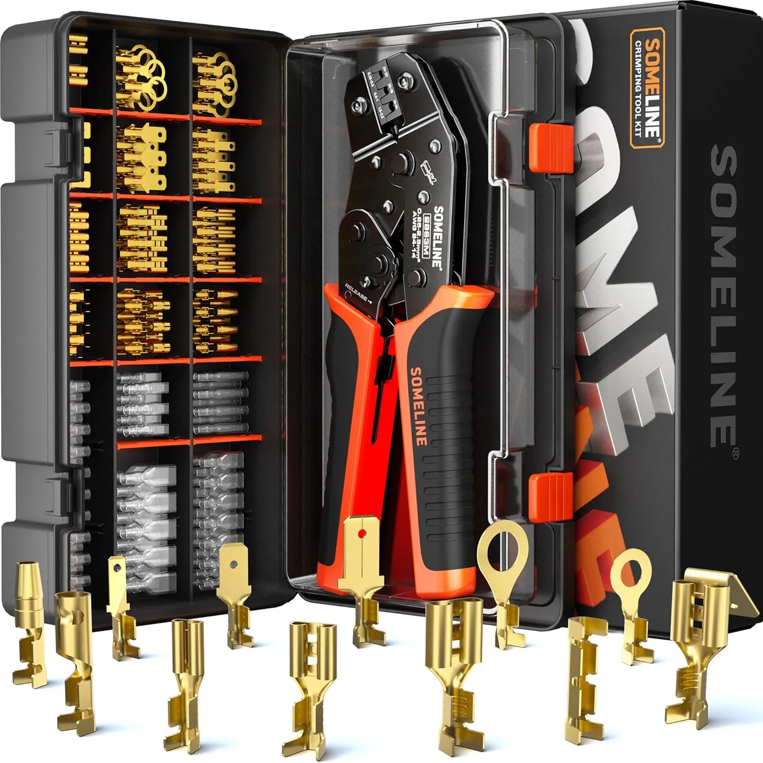SOMELINE Open Terminal Connector Crimping Tool Kit,2.8mm 3.5mm 3.9mm 4.8mm 6.3mm 24-14 AWG Crimper for Use on Molex 2.13mm 2.36mm, AMP - TE CONNECTIVITY Connectors,Male Female Spade and Ring Terminal