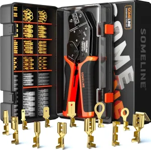 SOMELINE Open Terminal Connector Crimping Tool Kit,2.8mm 3.5mm 3.9mm 4.8mm 6.3mm 24-14 AWG Crimper for Use on Molex 2.13mm 2.36mm, AMP - TE CONNECTIVITY Connectors,Male Female Spade and Ring Terminal