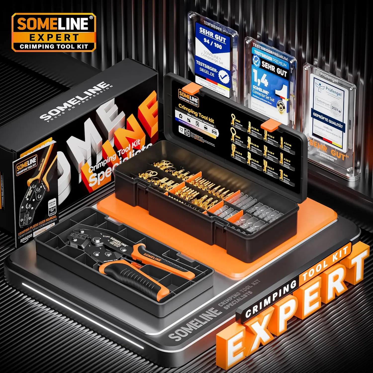 SOMELINE Open Terminal Connector Crimping Tool Kit,2.8mm 3.5mm 3.9mm 4.8mm 6.3mm 24-14 AWG Crimper for Use on Molex 2.13mm 2.36mm, AMP - TE CONNECTIVITY Connectors,Male Female Spade and Ring Terminal