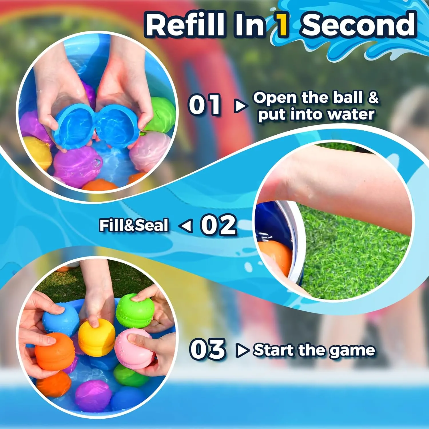 SOPPYCID Reusable Magnetic Water Balloons, Kids Summer Outdoor Toys, Quick Fill Self Sealing Water Bomb for Kids Adult Water Polo Fight Games,Summer Fun Party Water Balls with Storage Bag (8pack)