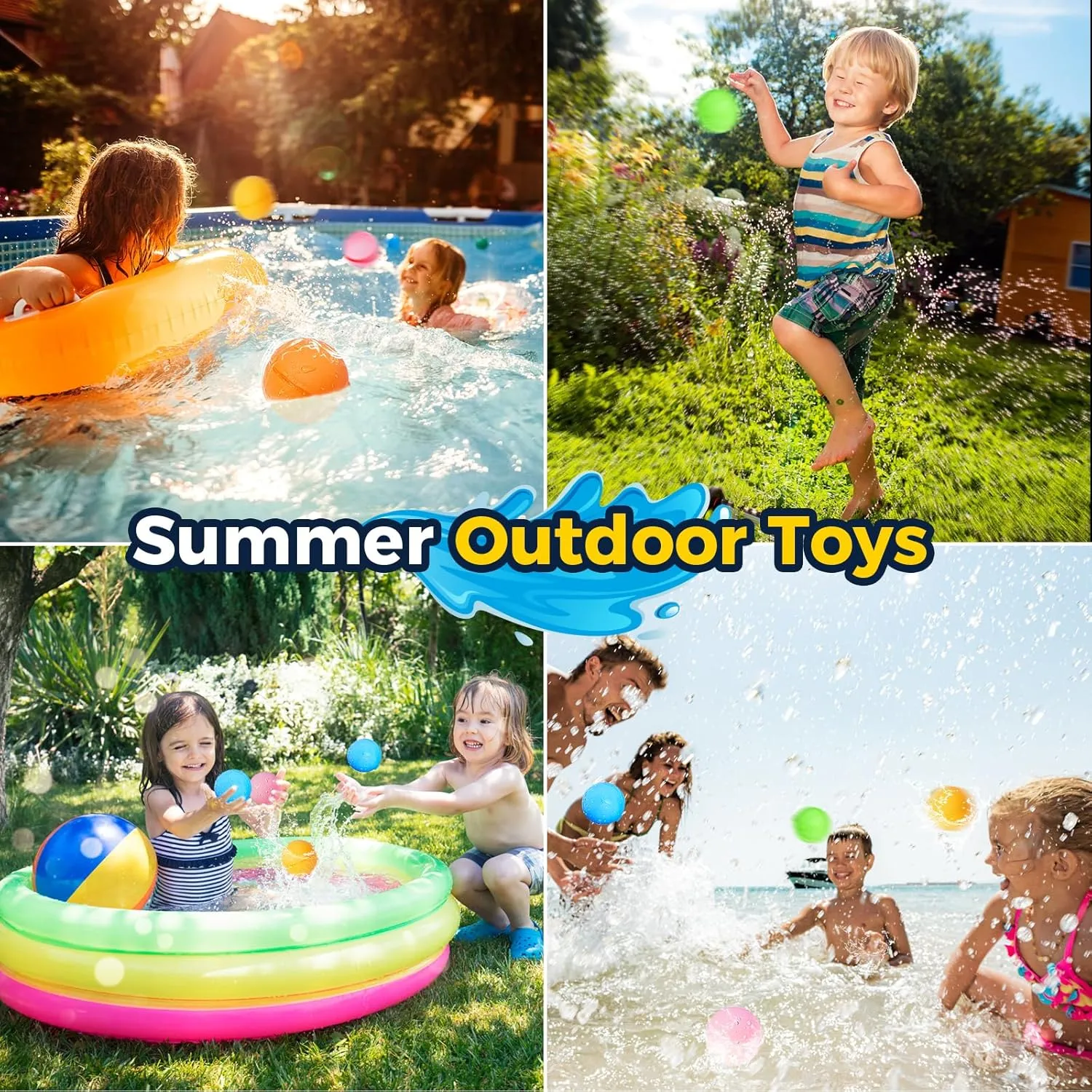 SOPPYCID Reusable Magnetic Water Balloons, Kids Summer Outdoor Toys, Quick Fill Self Sealing Water Bomb for Kids Adult Water Polo Fight Games,Summer Fun Party Water Balls with Storage Bag (8pack)