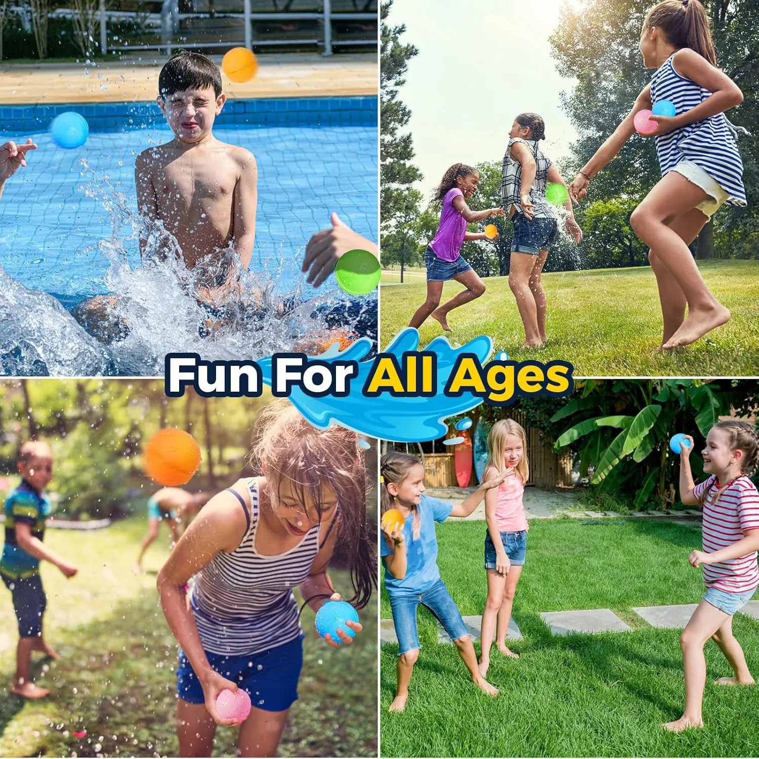 SOPPYCID Reusable Magnetic Water Balloons, Kids Summer Outdoor Toys, Quick Fill Self Sealing Water Bomb for Kids Adult Water Polo Fight Games,Summer Fun Party Water Balls with Storage Bag (8pack)