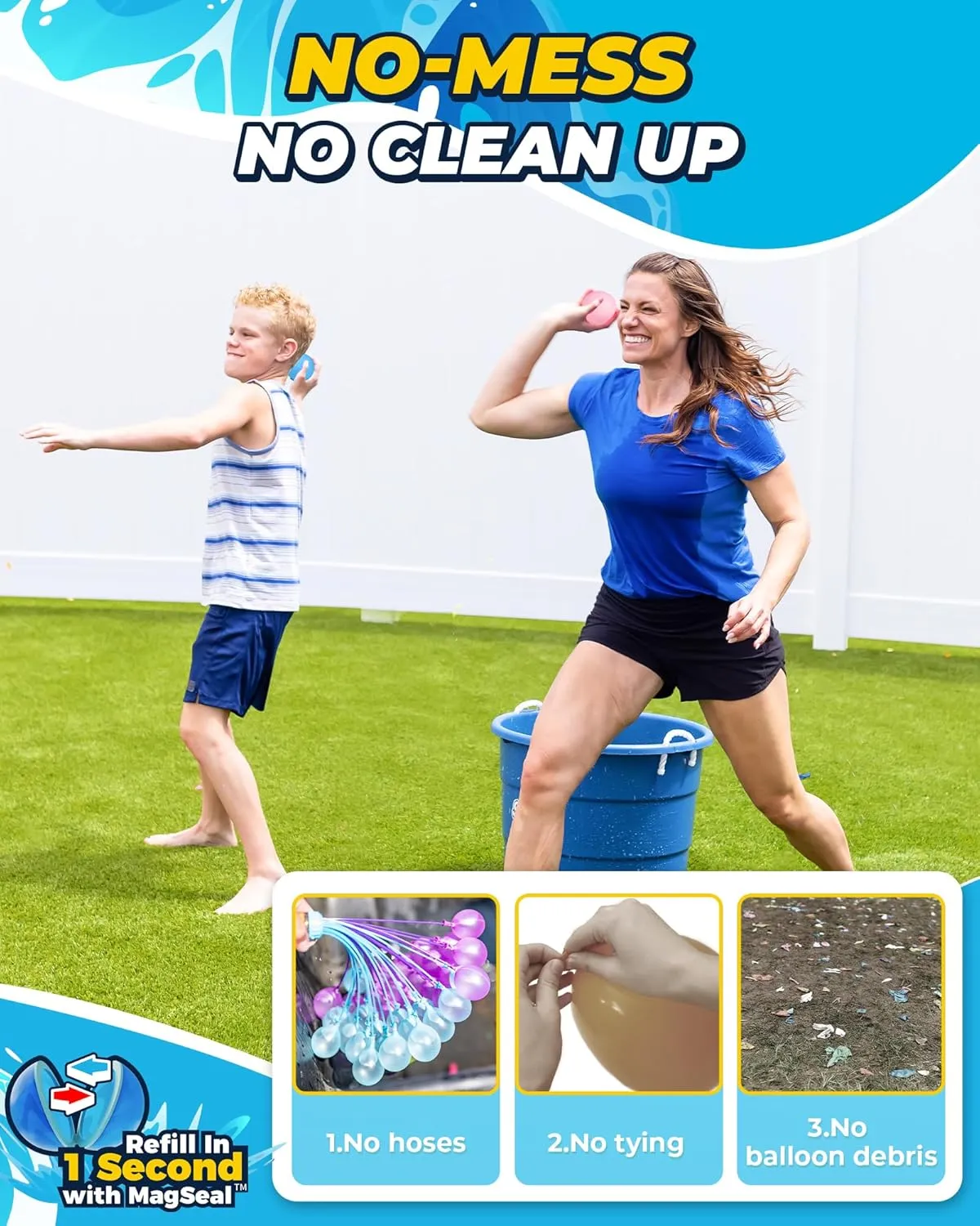 SOPPYCID Reusable Water Balloons - Quick Fill Water Balls Toys For Toddler Age 4-8 - Refillable Magnetic Self-Sealing Water Splash Bomb For Summer Party Pool Outdoor Beach Toys (8-pack-new)