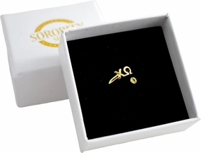 Sorority Shop Alpha Epsilon Phi Ring- 18k Gold-Plated Wraparound Ring with Green Gemstone and Alpha Epsilon Phi Greek Letters, Sorority Jewelry Gift