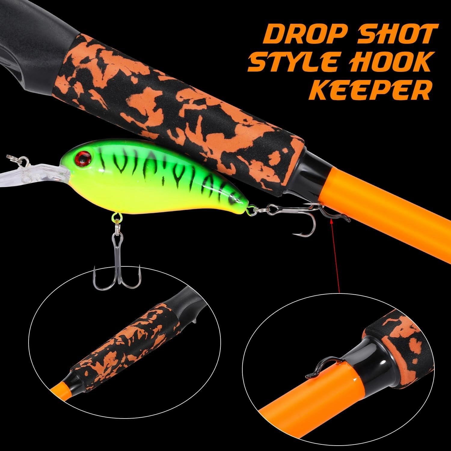Sougayilang Baitcast Reel and Fishing Rod Combo, IM7 Graphite 2-Piece Blank Rods,EVA Handle & “S” Style Hook Keeper