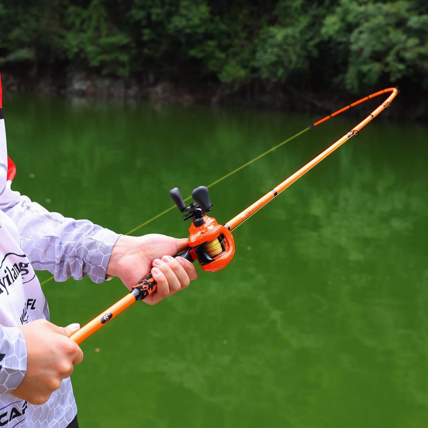 Sougayilang Baitcast Reel and Fishing Rod Combo, IM7 Graphite 2-Piece Blank Rods,EVA Handle & “S” Style Hook Keeper