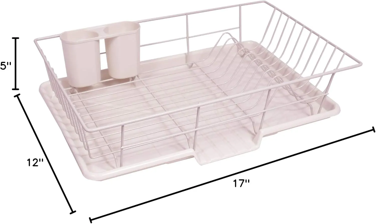 Space-Saving 3-Piece Dish Drainer Rack Set: Efficient Kitchen Organizer for Quick Drying and Storage - Includes Cutlery Holder and Drainboard - Maximize Countertop Space, Pale Pink