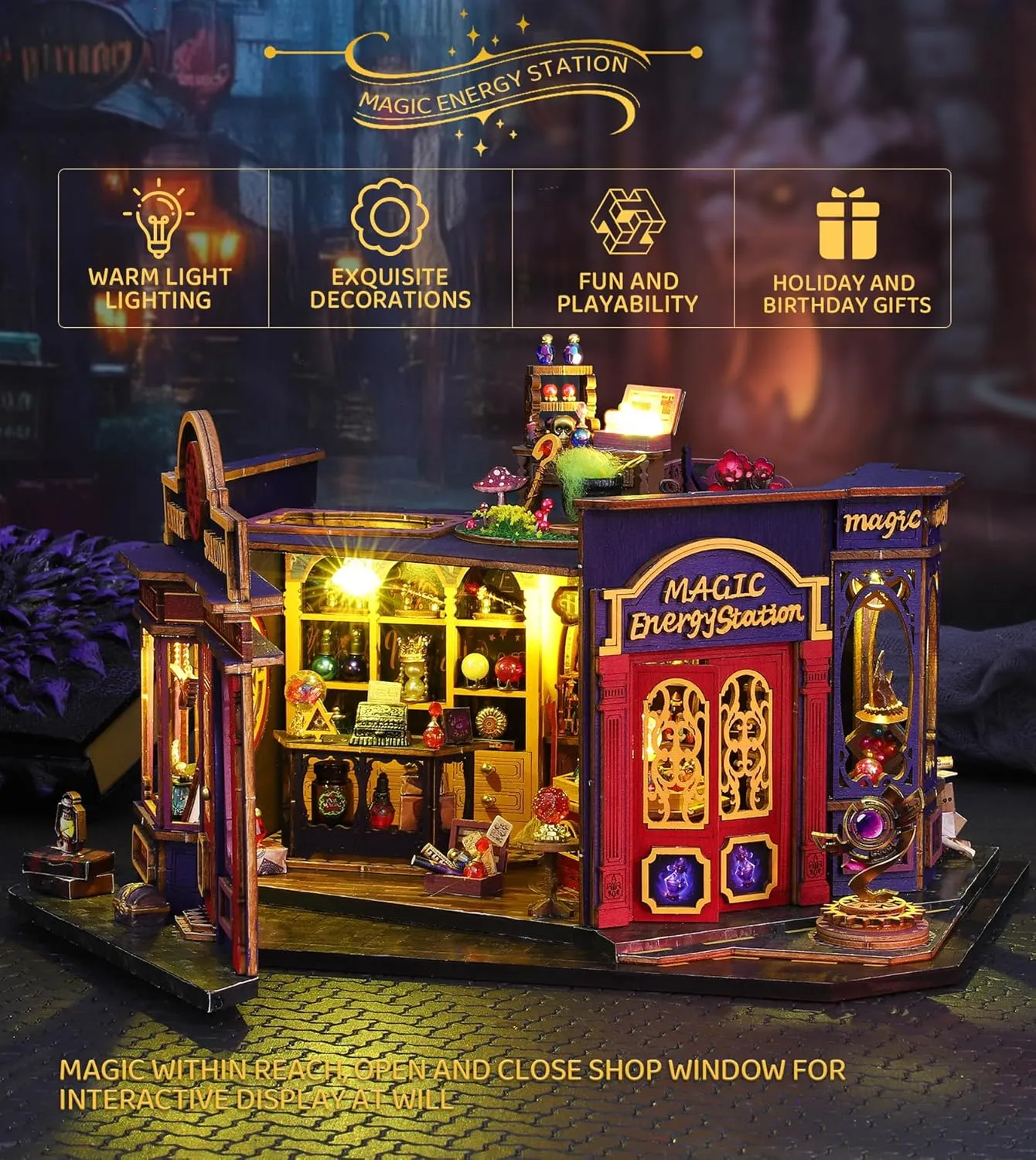 Spilay DIY Miniature Dollhouse Kit,DIY Dollhouse Kit with Wooden Furniture,Dust Proof Cover, Music Box and LED,Handmade Crafts Gifts for Birthday Christmas and Valentine's Day ET002
