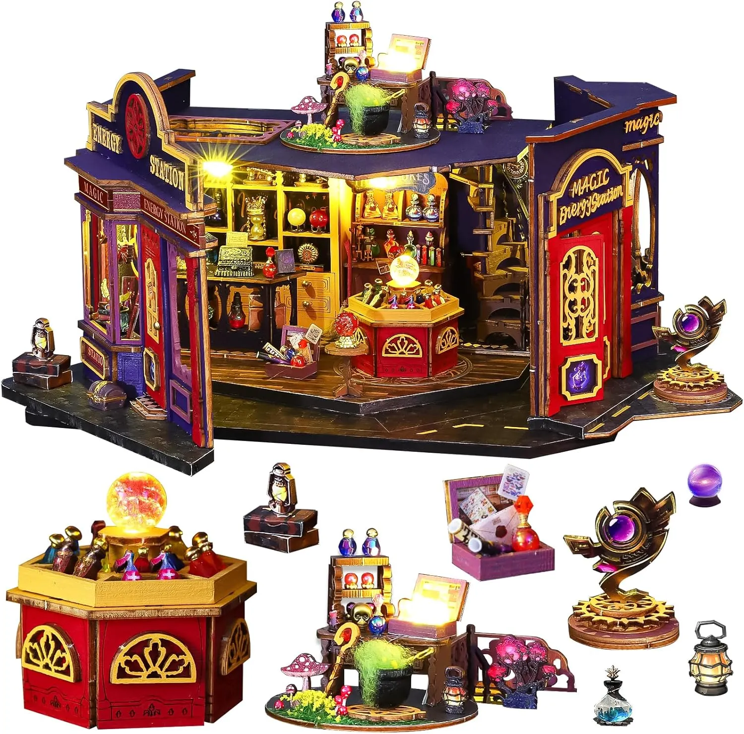 Spilay DIY Miniature Dollhouse Kit,DIY Dollhouse Kit with Wooden Furniture,Dust Proof Cover, Music Box and LED,Handmade Crafts Gifts for Birthday Christmas and Valentine's Day ET002