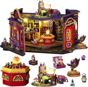 Spilay DIY Miniature Dollhouse Kit,DIY Dollhouse Kit with Wooden Furniture,Dust Proof Cover, Music Box and LED,Handmade Crafts Gifts for Birthday Christmas and Valentine's Day ET002