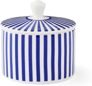 Spode Steccato Covered Sugar Bowl with Lid | Porcelain Salt Bowl for Kitchen Counter | Made of Ceramic Earthenware | Dishwasher Safe | Cobalt Blue Striped Design; 10-Ounce