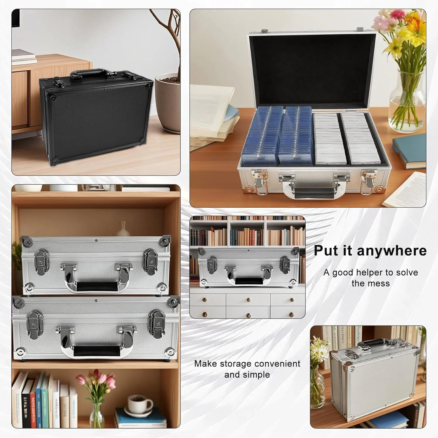 Sports Card Storage Boxes，Top loading storage box ，Trading Card Storage Box Hold 2500  Cards for Trading Cards Sports Cards，Fits Top loader