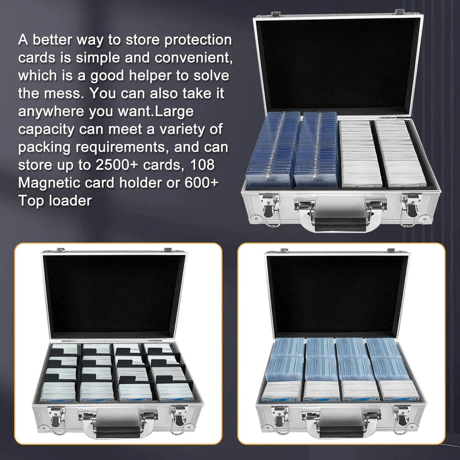 Sports Card Storage Boxes，Top loading storage box ，Trading Card Storage Box Hold 2500  Cards for Trading Cards Sports Cards，Fits Top loader