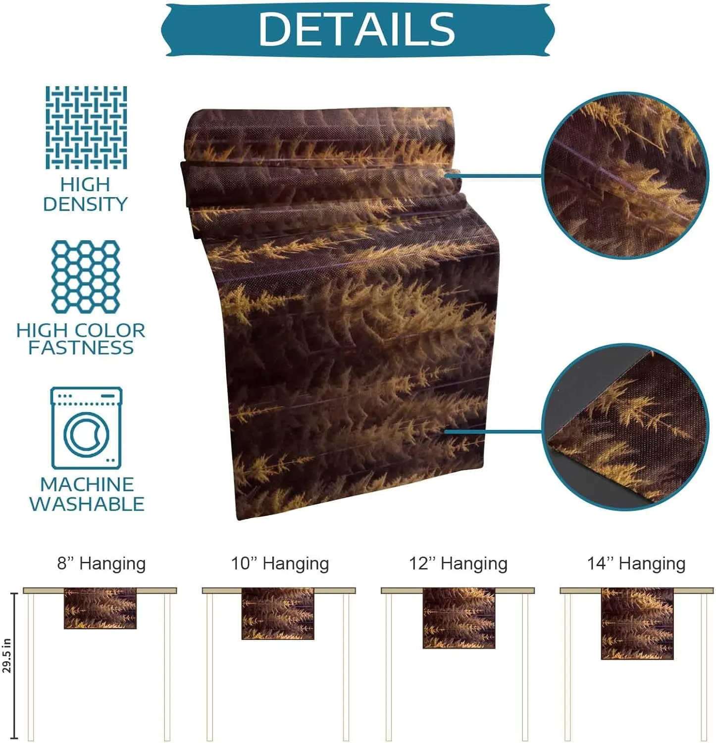 Spring Summer Forest Table Runner-Cotton Linen- 36 Inch Holiday Dresser Scarves, Nature Orange Tree Nature Scenic Tablerunner for Kitchen Coffee/Dining Bedroom Living Room Dinner Scarf Décor 13x36