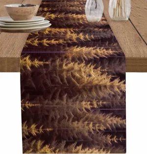 Spring Summer Forest Table Runner-Cotton Linen- 36 Inch Holiday Dresser Scarves, Nature Orange Tree Nature Scenic Tablerunner for Kitchen Coffee/Dining Bedroom Living Room Dinner Scarf Décor 13x36
