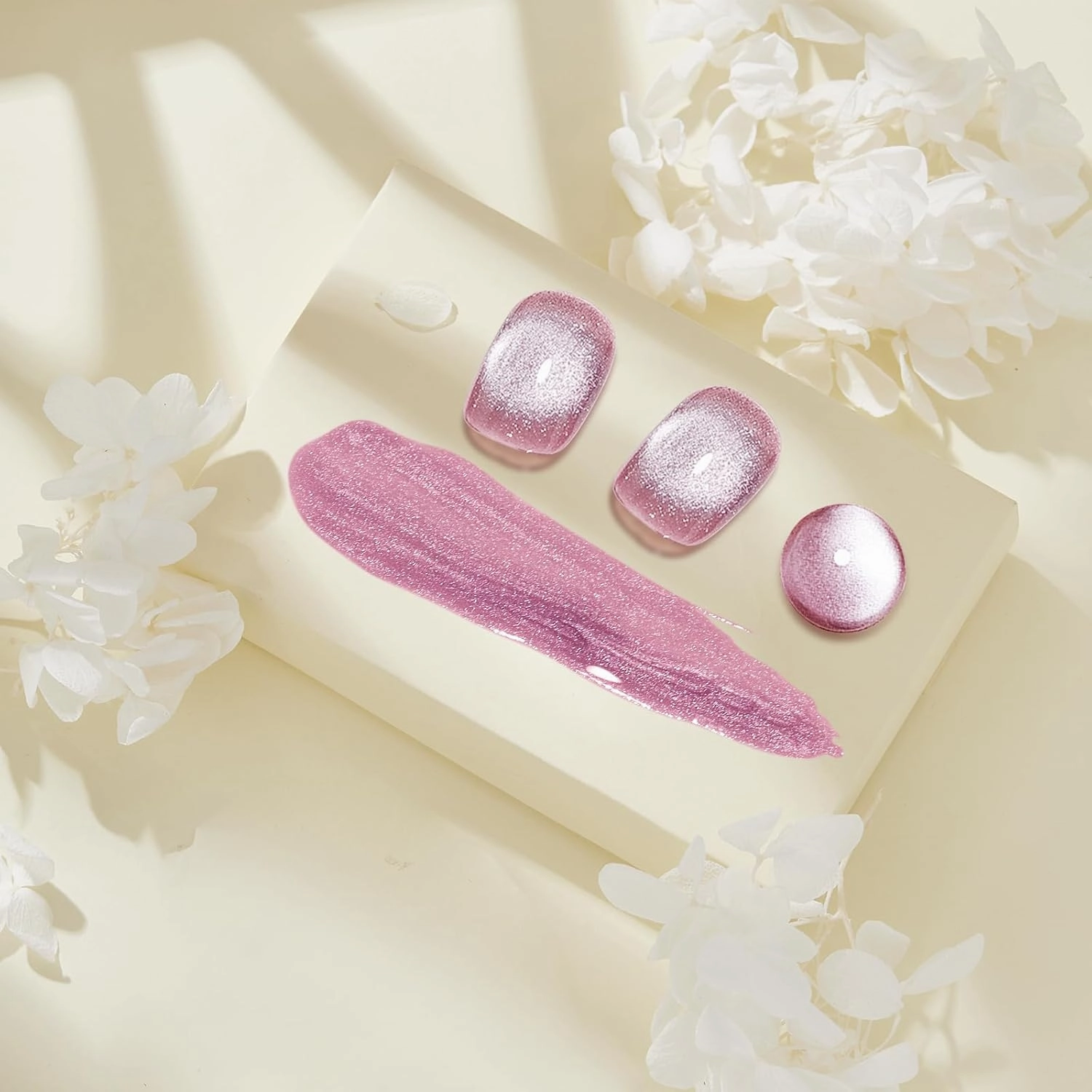 SR Magnetic Cat Eye Gel Polish – Ultra-Fine Shimmer | Strong Light Reflection | FREE Magnetic Wand with Any Purchase (Pink)