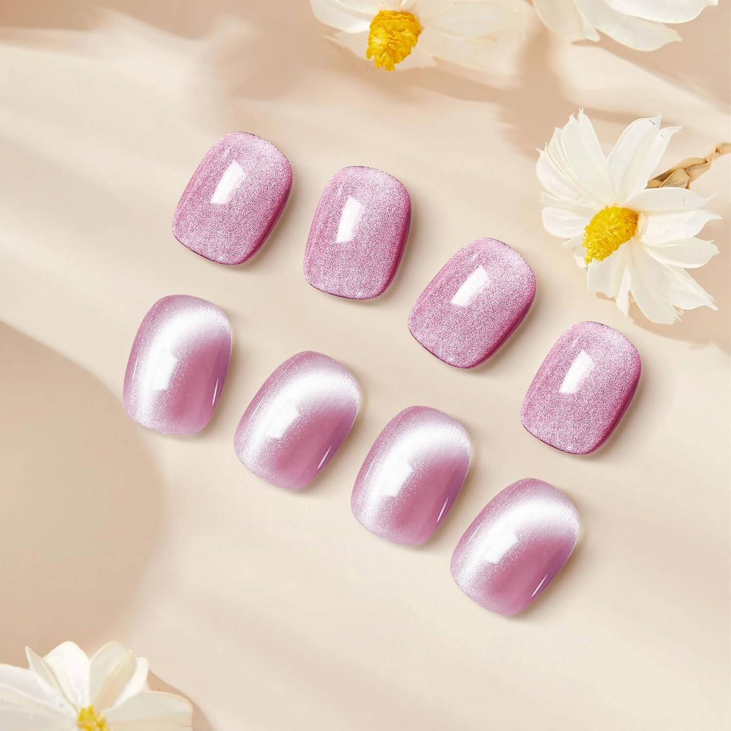 SR Magnetic Cat Eye Gel Polish – Ultra-Fine Shimmer | Strong Light Reflection | FREE Magnetic Wand with Any Purchase (Pink)