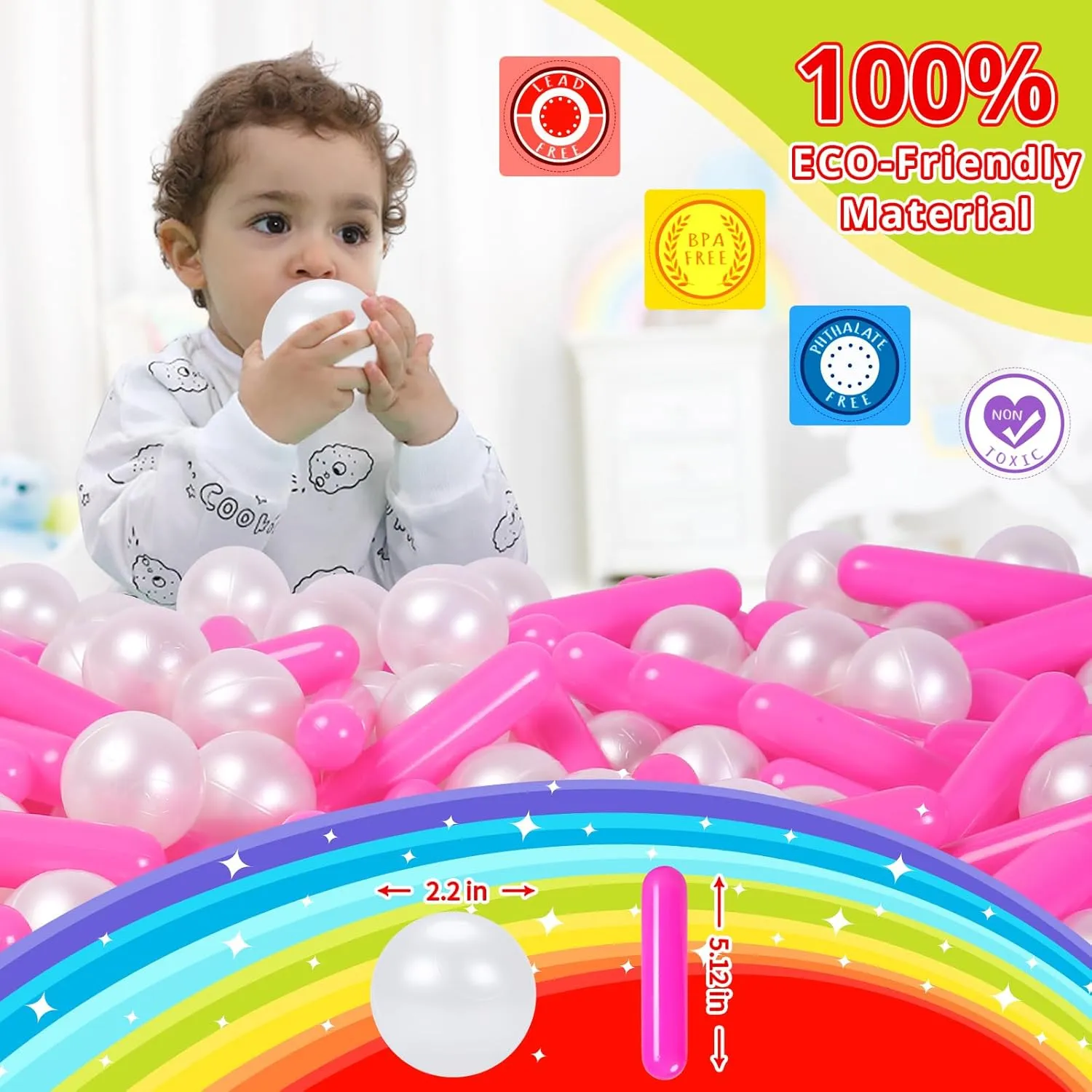 STARBOLO Ball Pit Balls - 120pcs Crush Proof Plastic Toy Balls for Kids' Ball Pit, Play Tent, Baby Pool Water Toys, Birthday Party Decoration, Photo Props