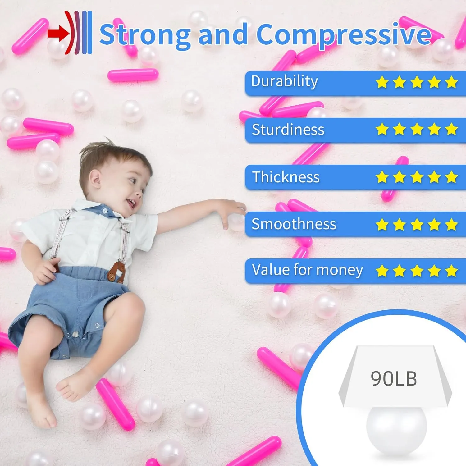 STARBOLO Ball Pit Balls - 120pcs Crush Proof Plastic Toy Balls for Kids' Ball Pit, Play Tent, Baby Pool Water Toys, Birthday Party Decoration, Photo Props