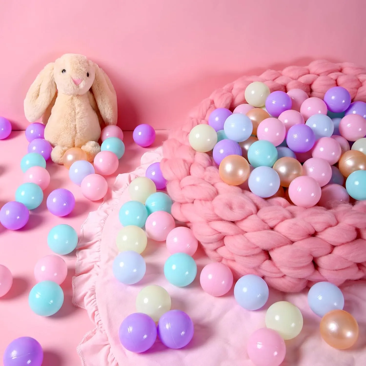 STARBOLO Ball Pit Balls for Kids -100pcs Macaron Pit Balls Crush Proof Plastic Toy Balls for Toddler Ball Pit, Ball Pit Play Tent, Baby Pool Water Toys, Kiddie Pool, Party Decoration, Photo Props